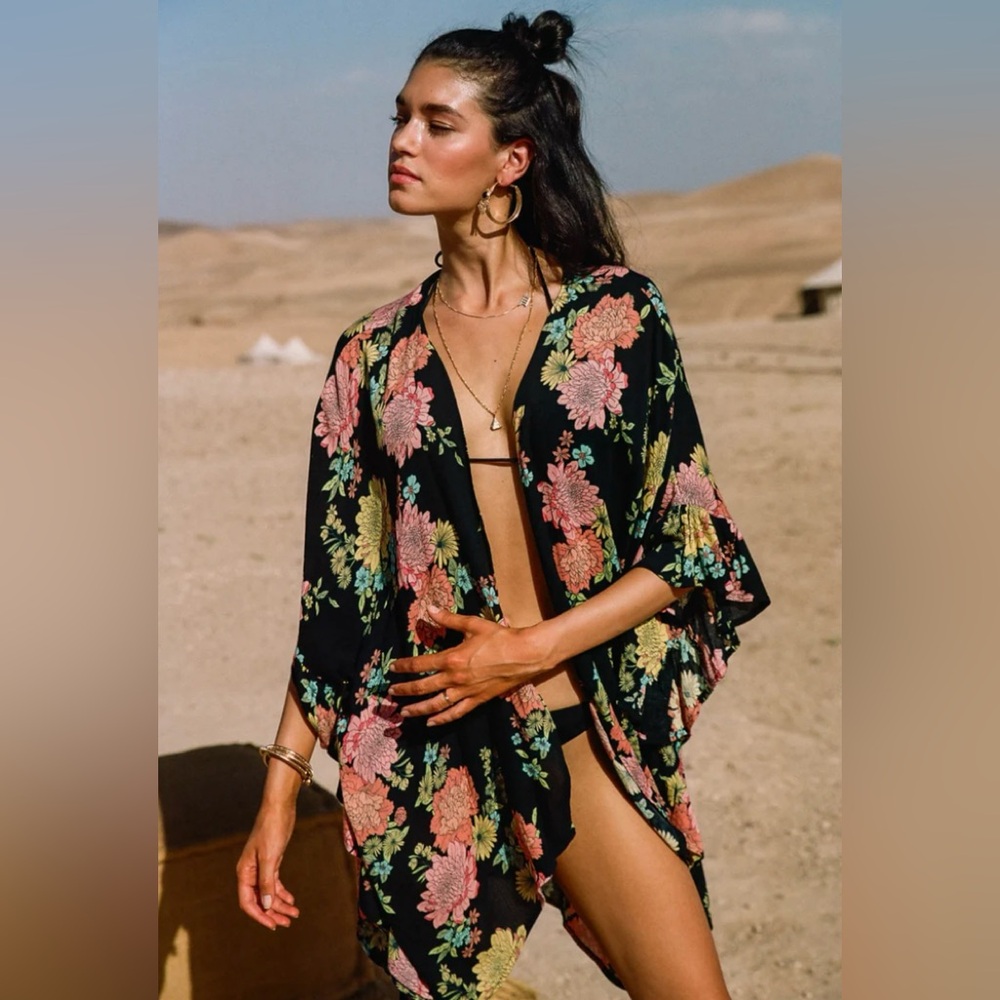 O'Neill Natalie Kali Floral Kimono Cover-Up Swim Roxy Billabong S Small NWT NEW
